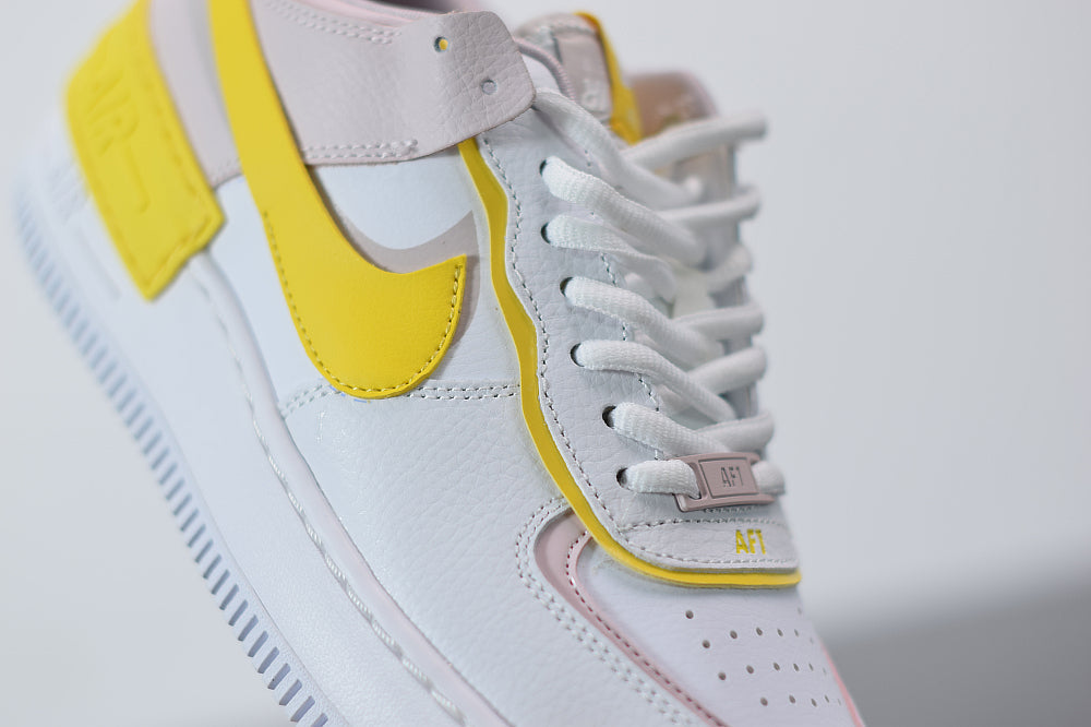 Nike Air Force 1 Shadow White Barely Rose Speed Yellow